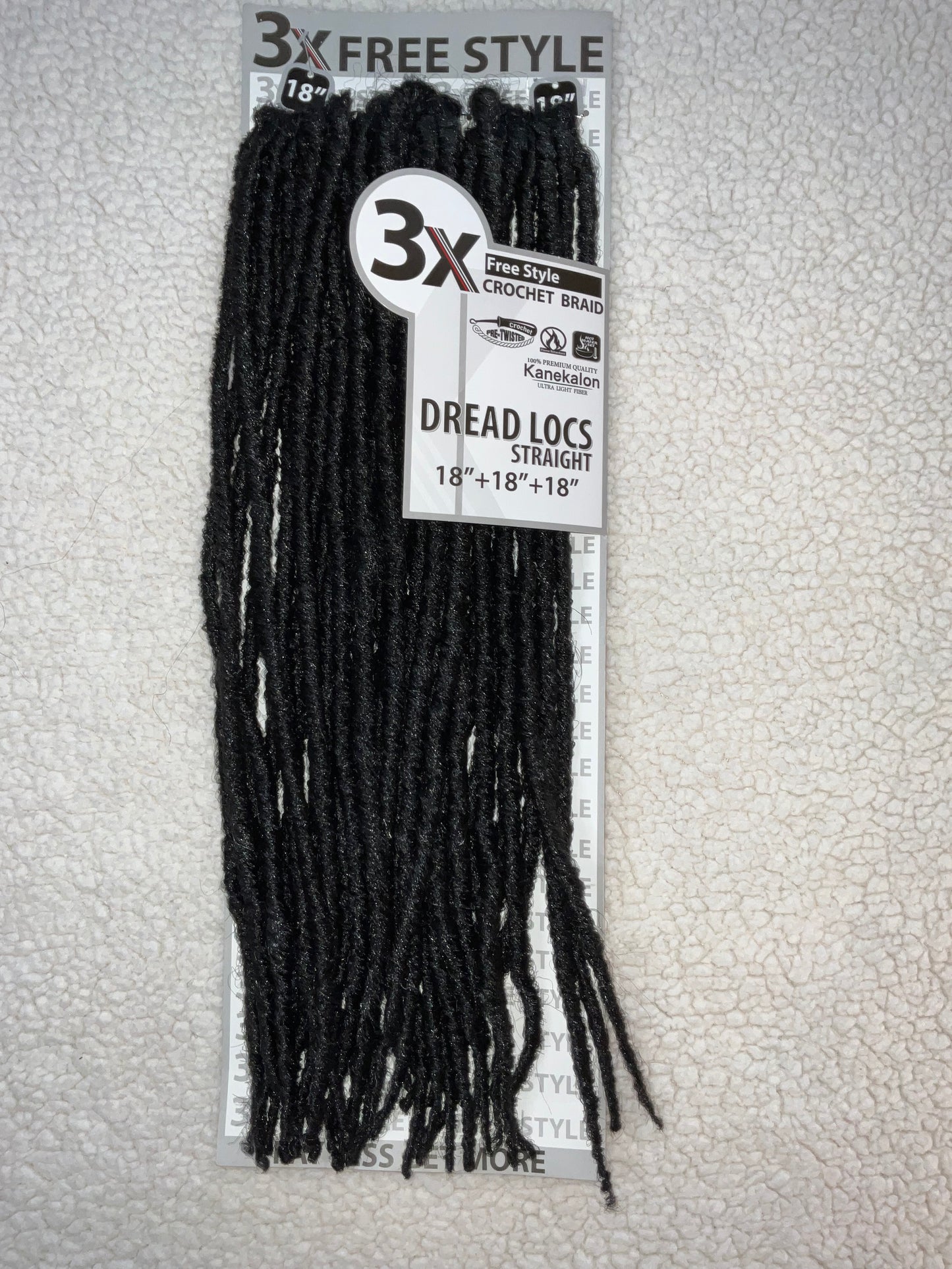 18in 3x Straight Dread Locs