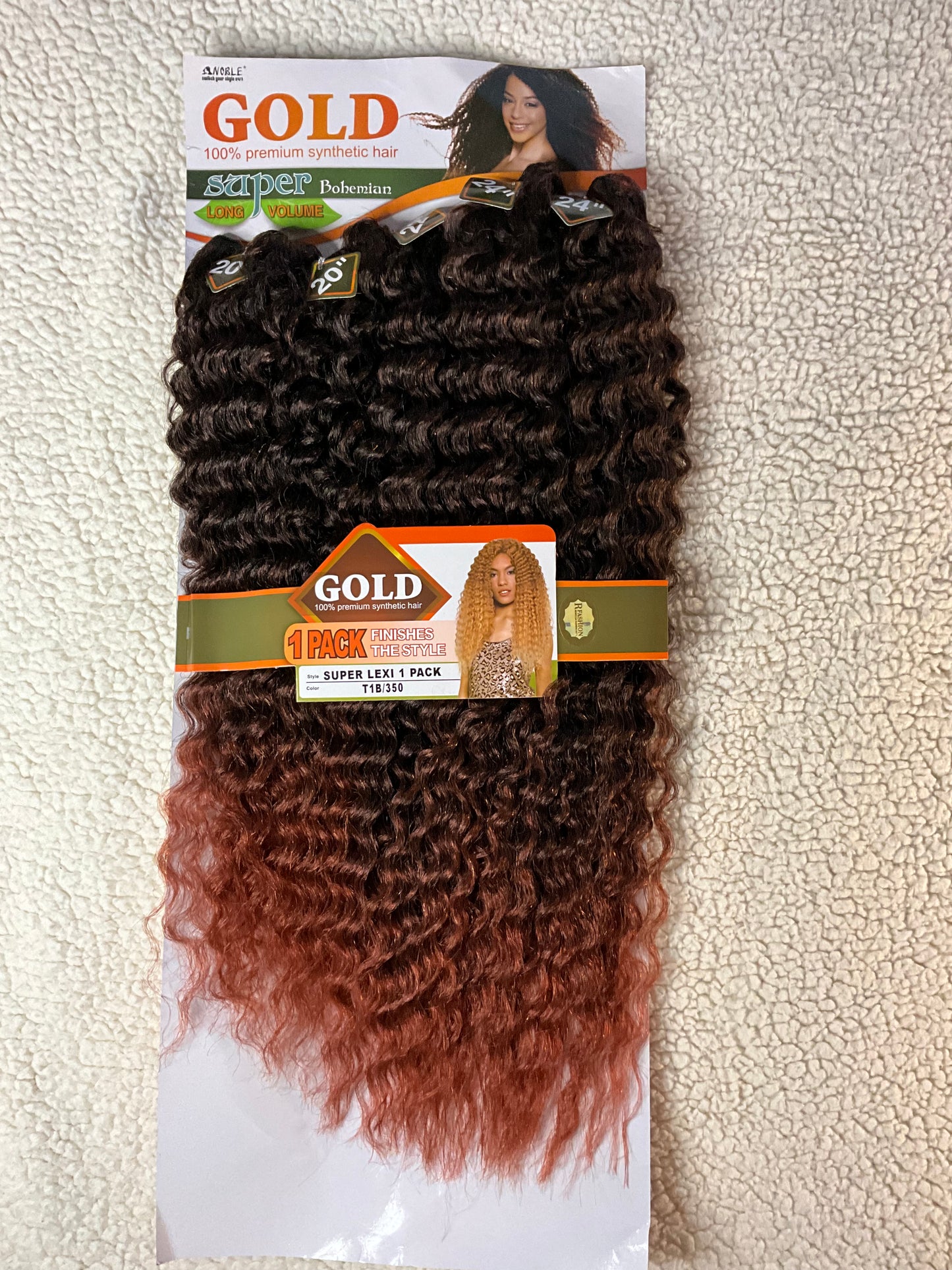 6x Noble Gold Bohemian Super Lexi Synthetic Hair ( 20”20”22”22”24”24”)
