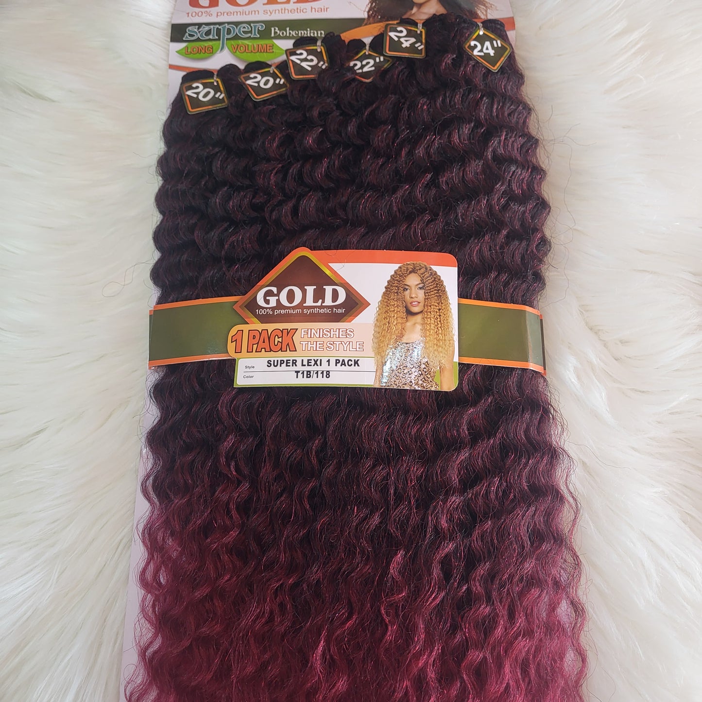 6x Noble Gold Bohemian Super Lexi Synthetic Hair ( 20”20”22”22”24”24”)