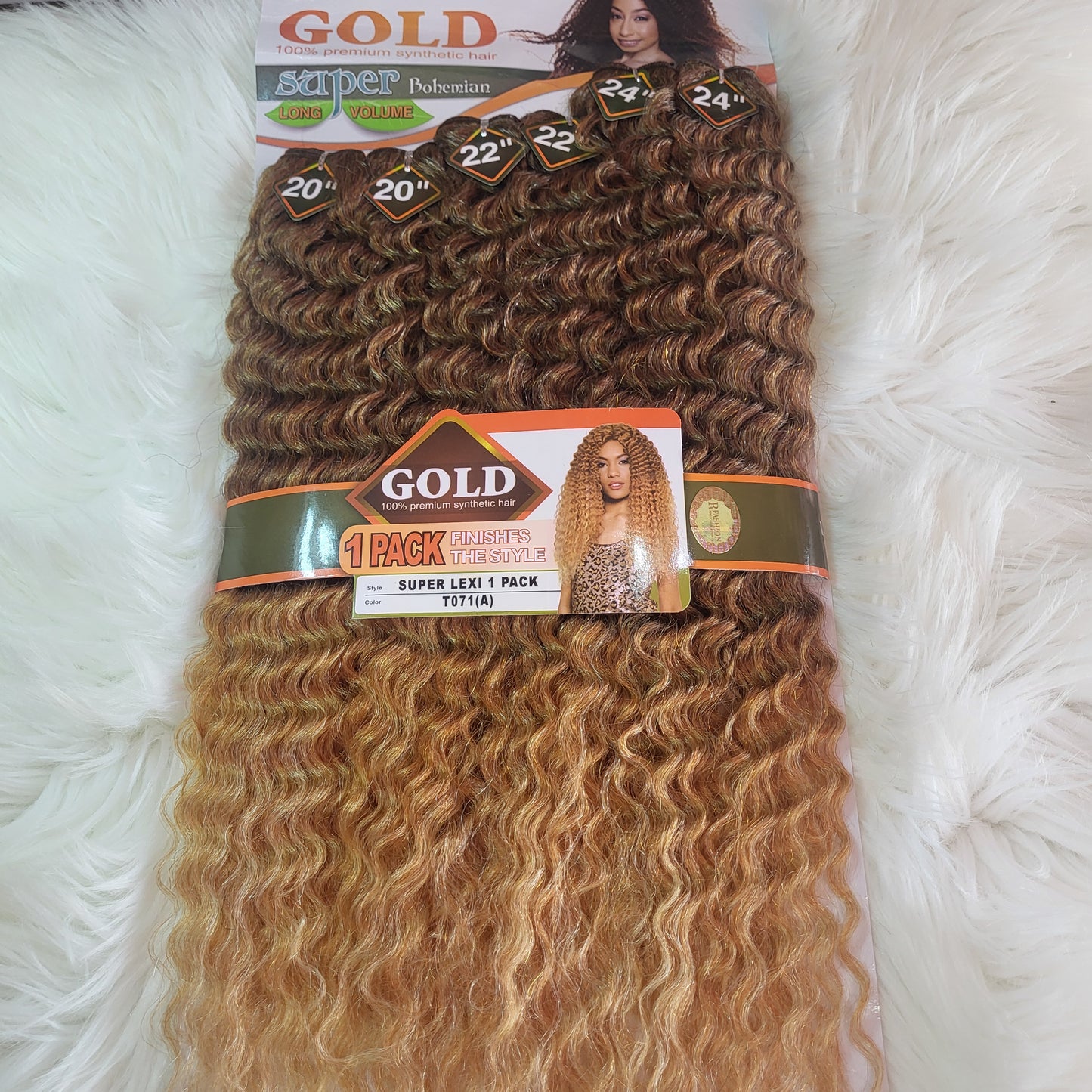 6x Noble Gold Bohemian Super Lexi Synthetic Hair ( 20”20”22”22”24”24”)