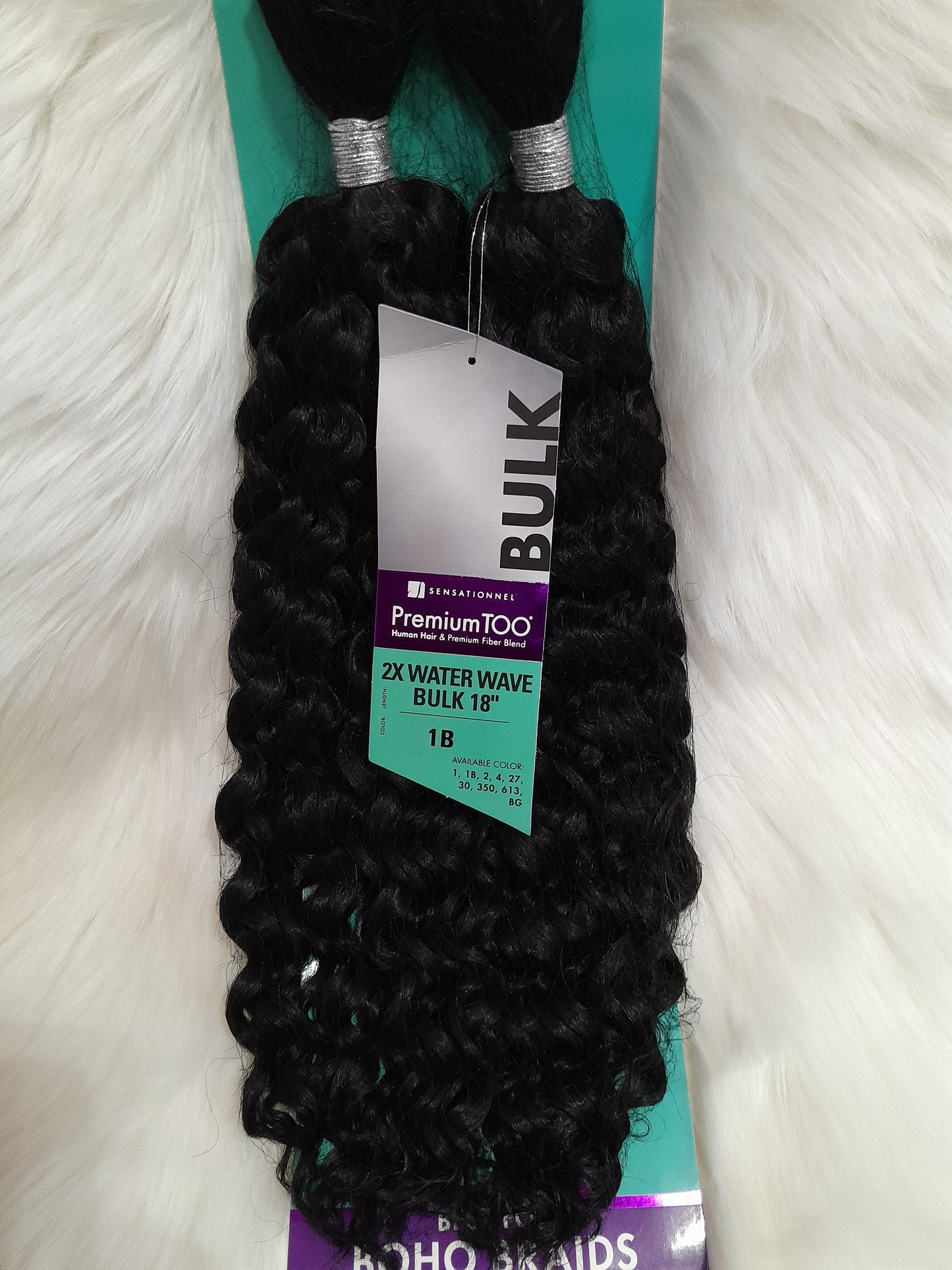 18in 2x PremiumToo Human Hair & Premium Fiber Curly Bulk Crochet Hair