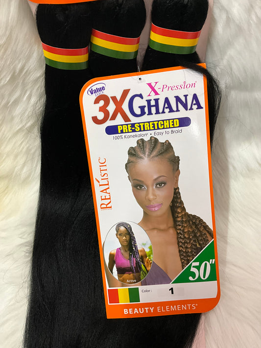 50in 3x Ghana Pre-Stretched Braid