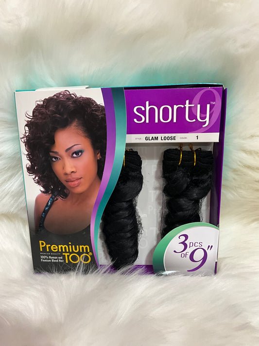 r100% Human and Premium Blend 3pcs Sensationnel 9in Shorty Hair