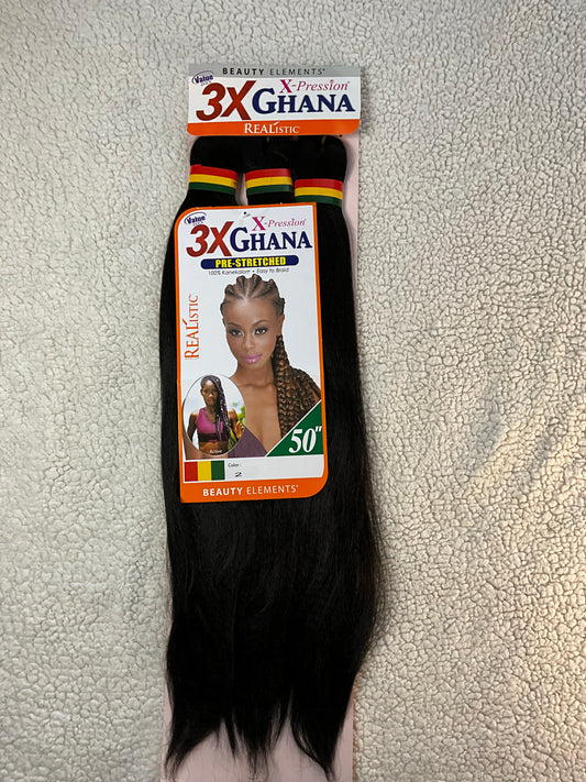 50in 3x Ghana Pre-Stretched Braids
