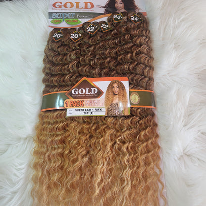 6x Noble Gold Bohemian Super Lexi Synthetic Hair ( 20”20”22”22”24”24”)